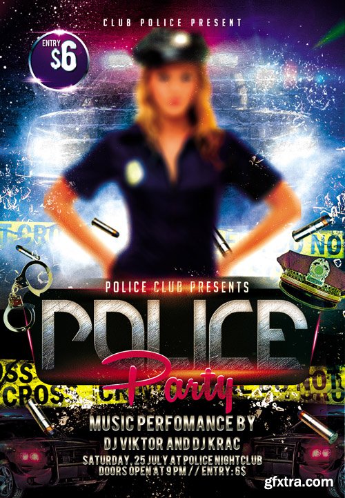 Police Party Flyer PSD Template