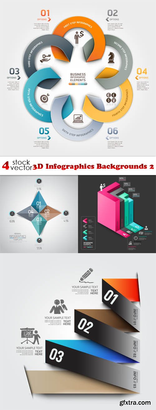 Vectors - 3D Infographics Backgrounds 2