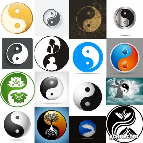 Collection vector images Yin Yang 25 Eps