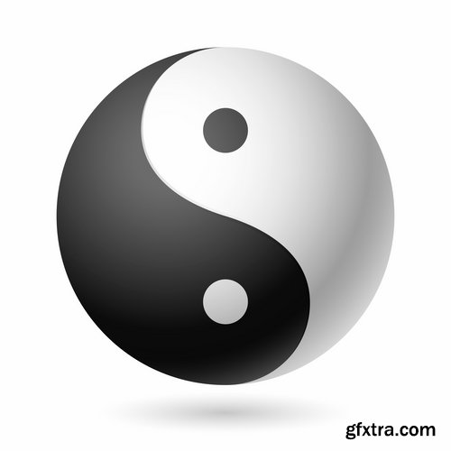 Collection vector images Yin Yang 25 Eps