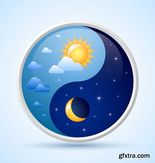 Collection vector images Yin Yang 25 Eps