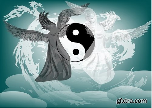 Collection vector images Yin Yang 25 Eps