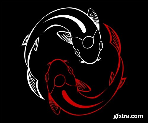 Collection vector images Yin Yang 25 Eps