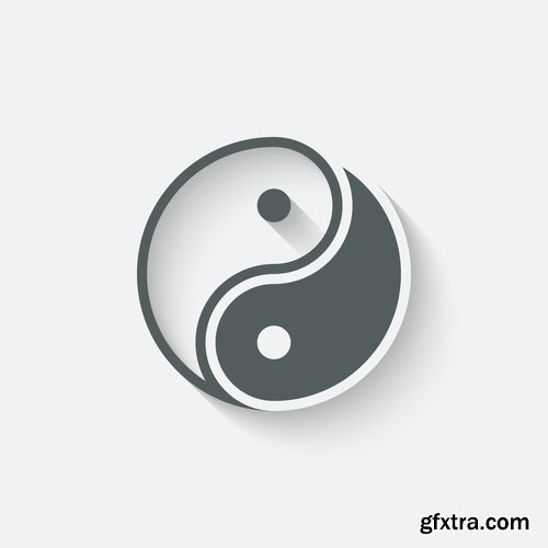 Collection vector images Yin Yang 25 Eps