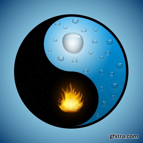 Collection vector images Yin Yang 25 Eps