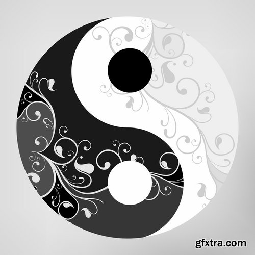 Collection vector images Yin Yang 25 Eps