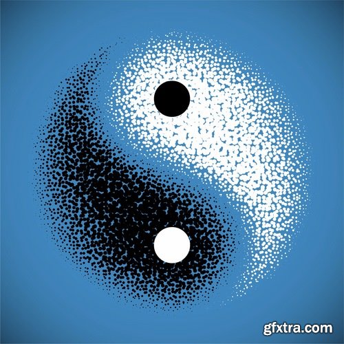 Collection vector images Yin Yang 25 Eps