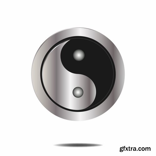 Collection vector images Yin Yang 25 Eps