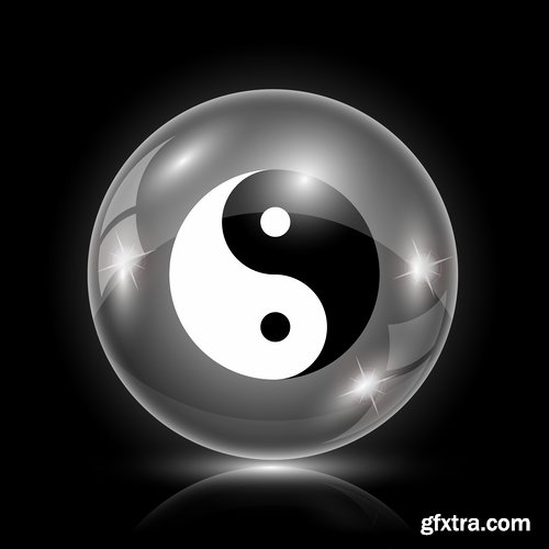 Collection vector images Yin Yang 25 Eps