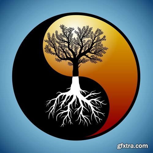 Collection vector images Yin Yang 25 Eps