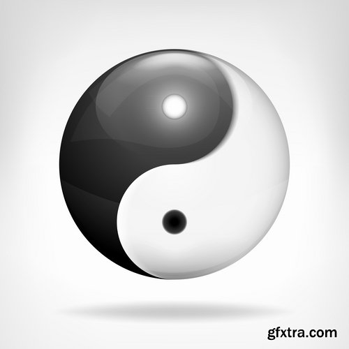 Collection vector images Yin Yang 25 Eps