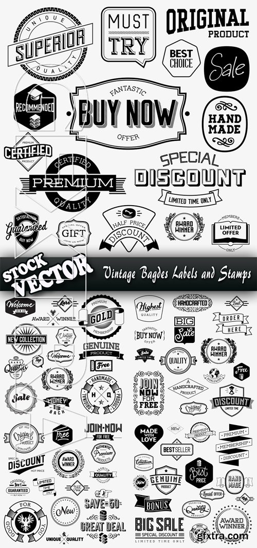 Stock Vector - Vintage Bagdes Labels and Stamps