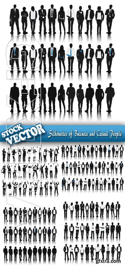 Stock Vector - Silhouettes of Business and Casual People