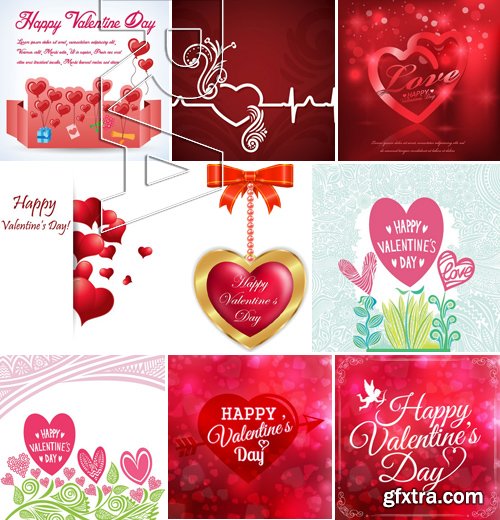 Stock Vectors - Happy Valentine's Day, 25xEPS