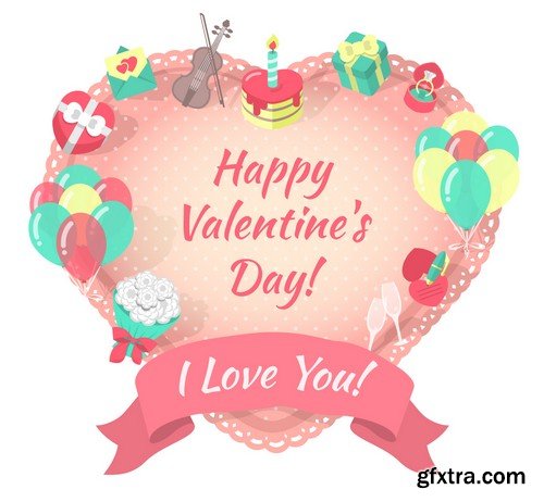 Stock Vectors - Happy Valentine's Day, 25xEPS