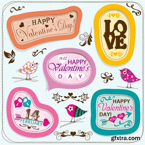 Stock Vectors - Happy Valentine's Day, 25xEPS