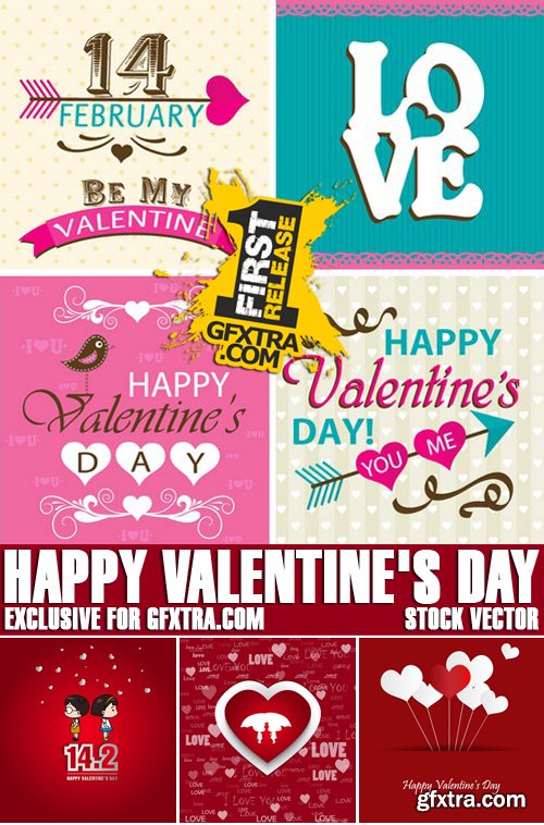 Stock Vectors - Happy Valentine's Day, 25xEPS