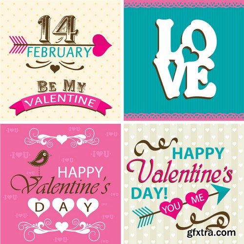 Stock Vectors - Happy Valentine's Day, 25xEPS