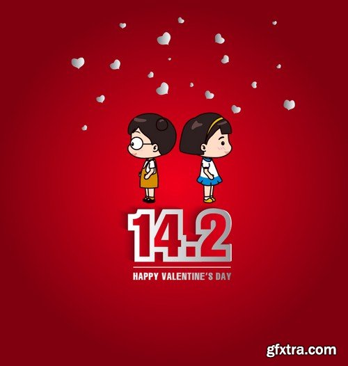 Stock Vectors - Happy Valentine's Day, 25xEPS