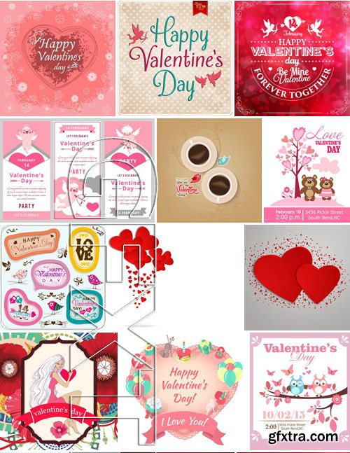 Stock Vectors - Happy Valentine's Day, 25xEPS