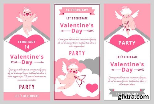 Stock Vectors - Happy Valentine's Day, 25xEPS