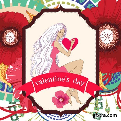 Stock Vectors - Happy Valentine's Day, 25xEPS