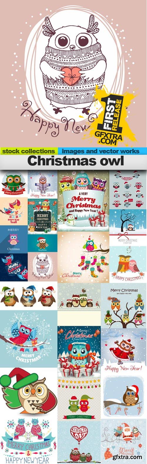 Christmas owl,25 x EPS