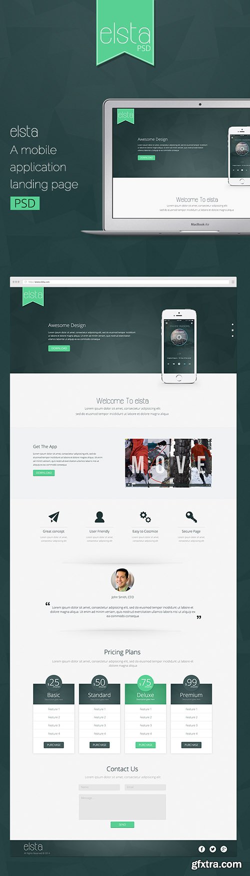 PSD Web Template - Elsta - Mobile Application Landing Page