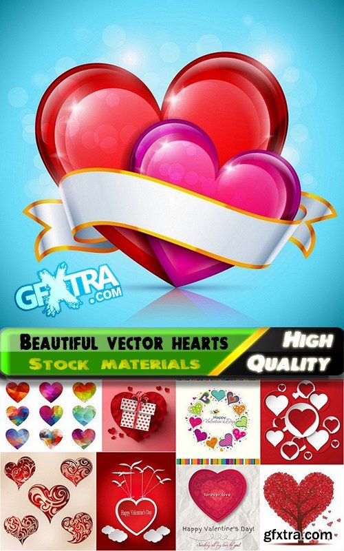 Beautiful vector hearts for ecards design - 25 Eps