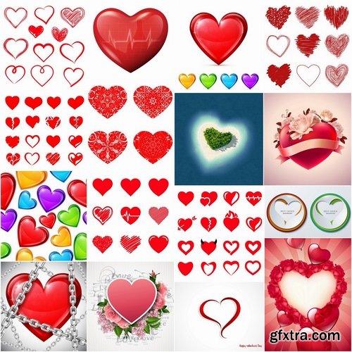 Beautiful vector hearts for ecards design - 25 Eps