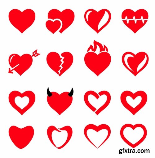 Beautiful vector hearts for ecards design - 25 Eps