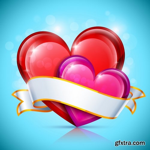 Beautiful vector hearts for ecards design - 25 Eps