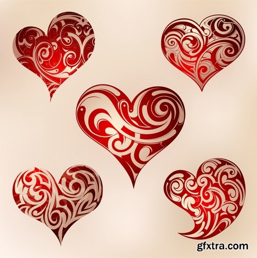 Beautiful vector hearts for ecards design - 25 Eps