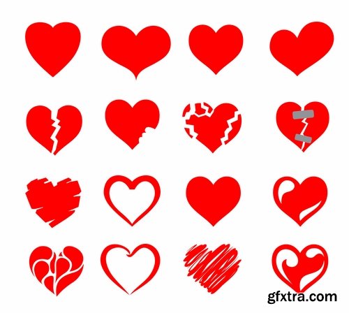 Beautiful vector hearts for ecards design - 25 Eps