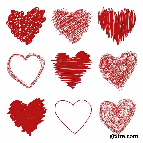 Beautiful vector hearts for ecards design - 25 Eps