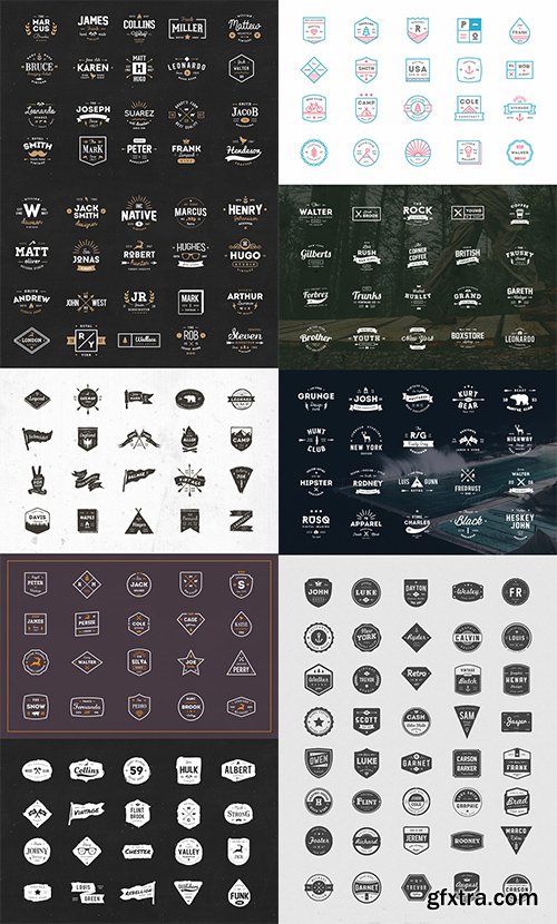 210 Vintage Logos Badges Bundle