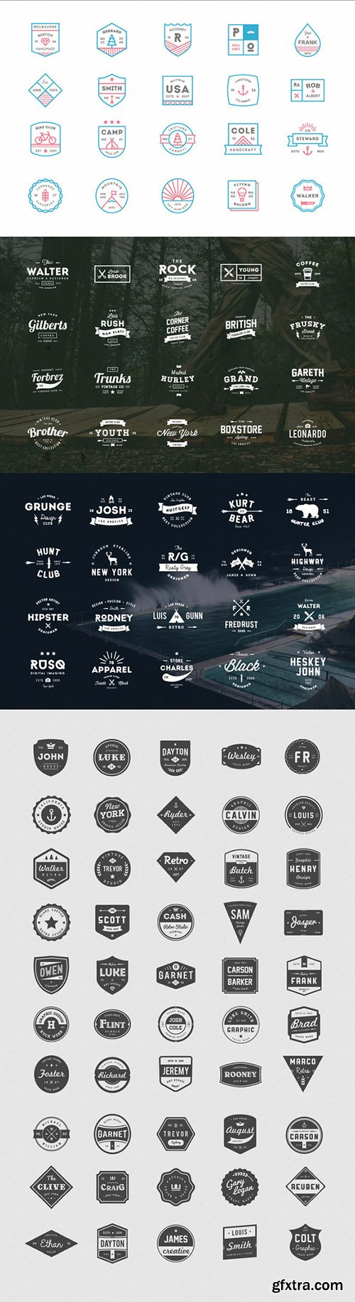 210 Vintage Logos Badges Bundle