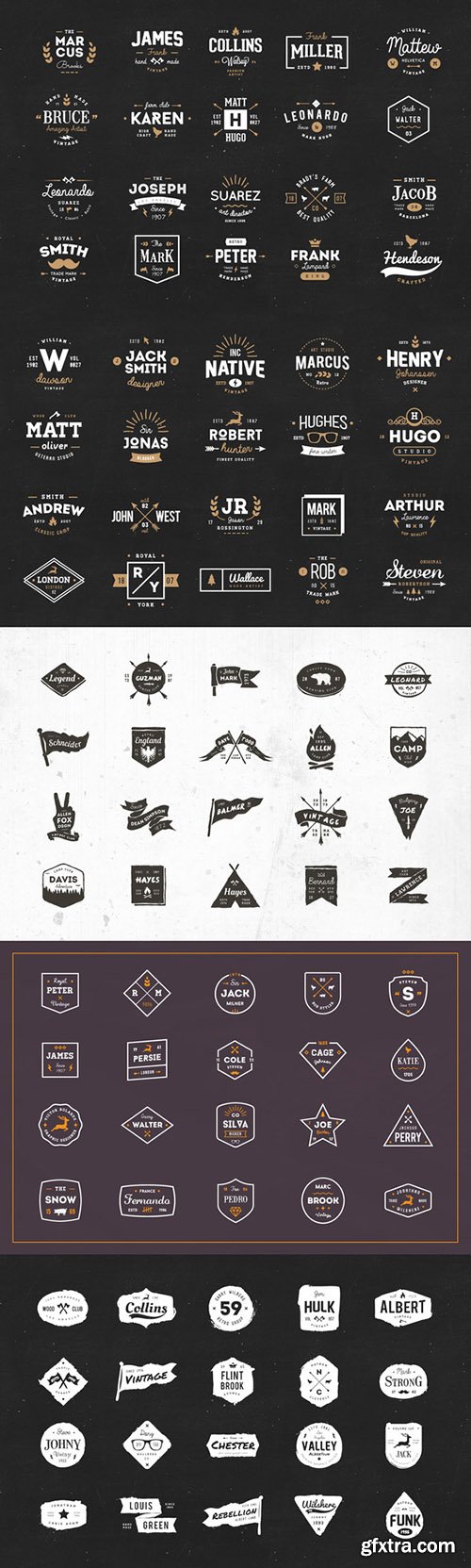 210 Vintage Logos Badges Bundle