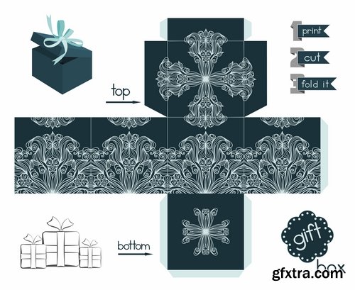 Collection of gift boxes for cut vector image #3-25 Eps