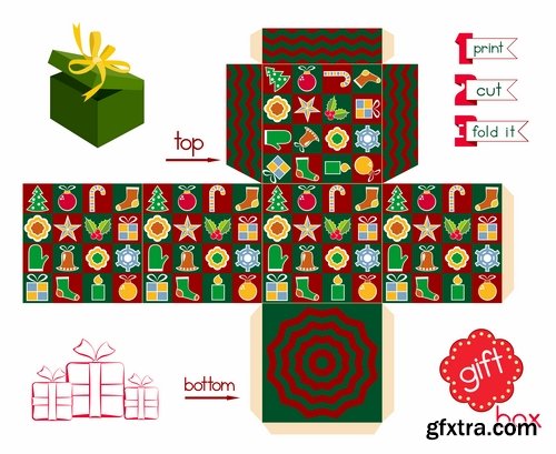 Collection of gift boxes for cut vector image #3-25 Eps