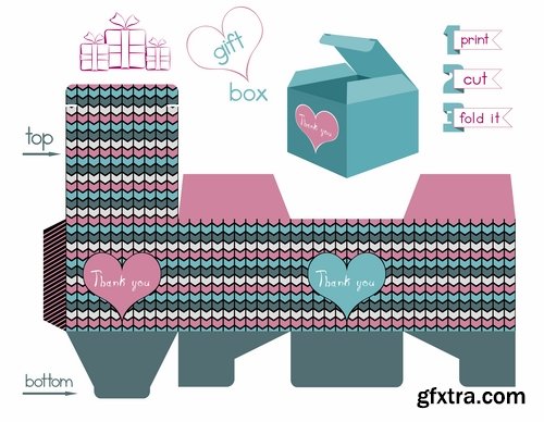 Collection of gift boxes for cut vector image #3-25 Eps