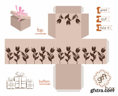 Collection of gift boxes for cut vector image #3-25 Eps