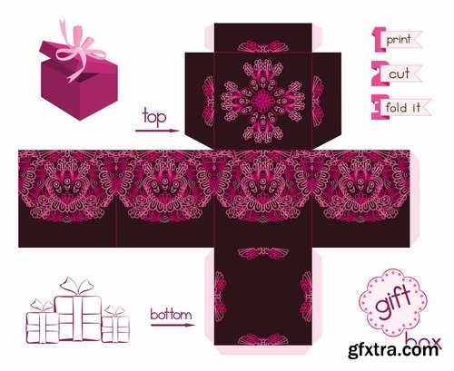 Collection of gift boxes for cut vector image #3-25 Eps