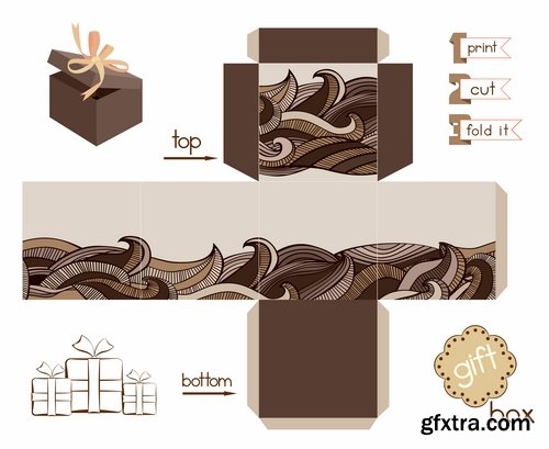 Collection of gift boxes for cut vector image #3-25 Eps