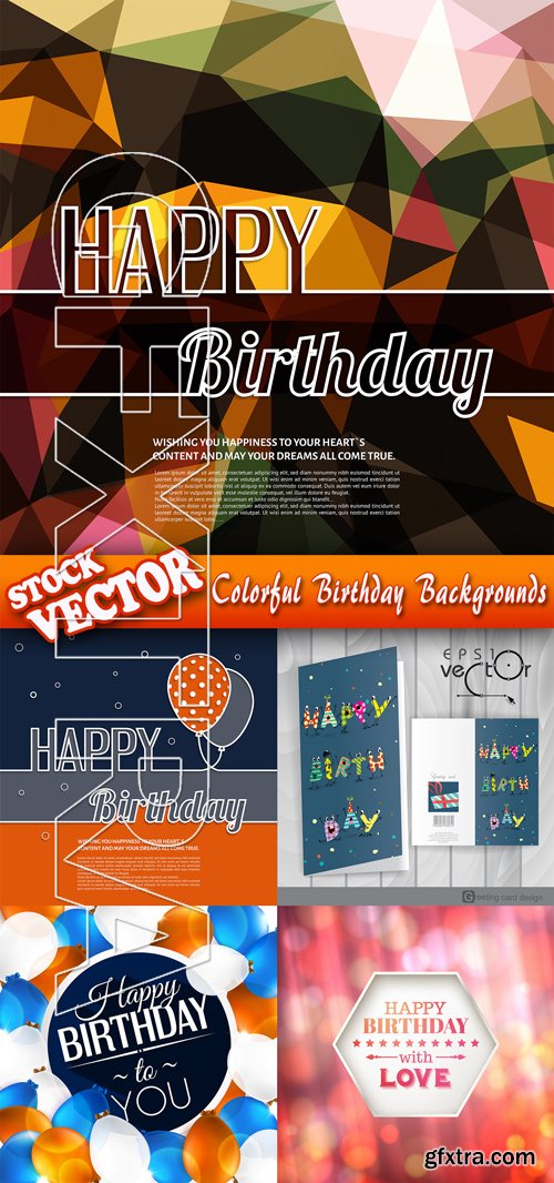 Stock Vector - Colorful Birthday Backgrounds