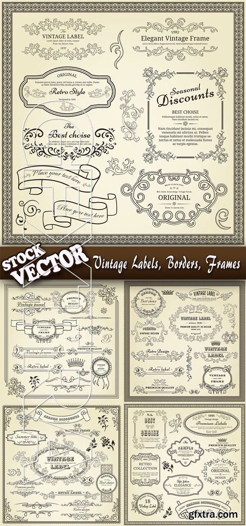 Stock Vector - Vintage Labels, Borders, Frames