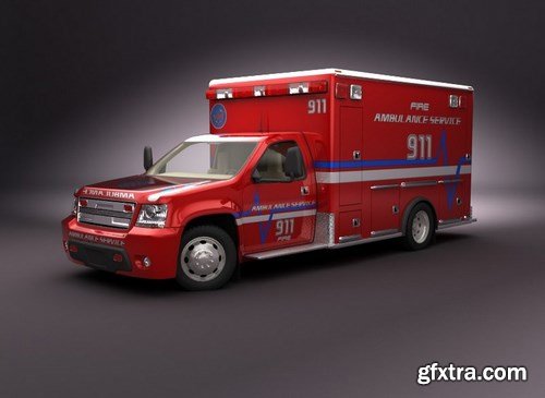 Turbosquid 3D Model: Emergency Ambulance Truck 2in1