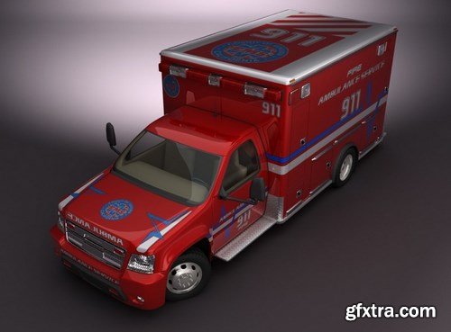 Turbosquid 3D Model: Emergency Ambulance Truck 2in1