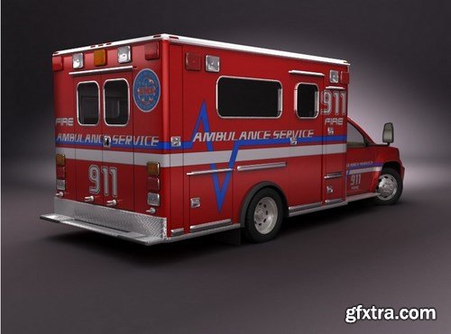 Turbosquid 3D Model: Emergency Ambulance Truck 2in1