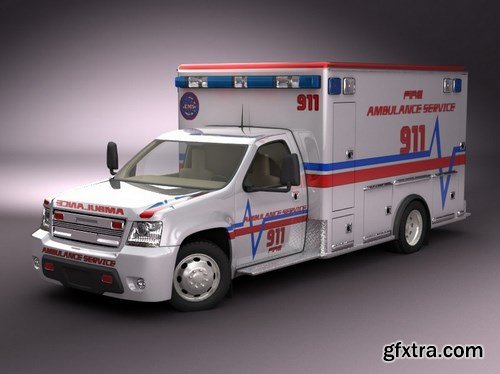 Turbosquid 3D Model: Emergency Ambulance Truck 2in1